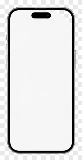 A smartphone with a blank screen and front camera.