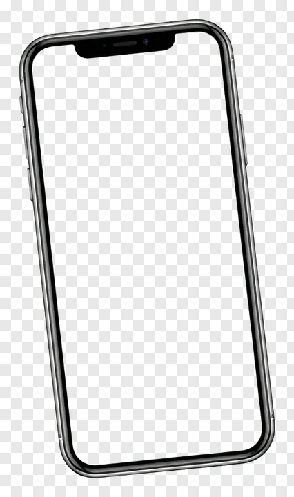 A tilted smartphone with a blank screen.