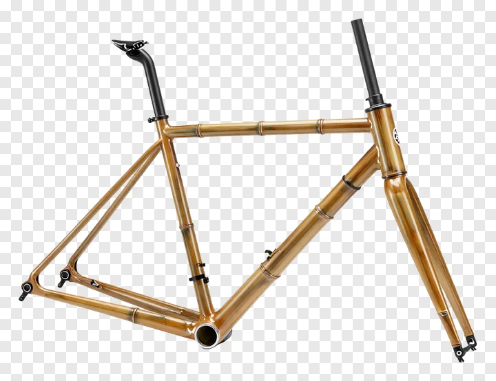 Bamboo bicycle frame with black fittings.