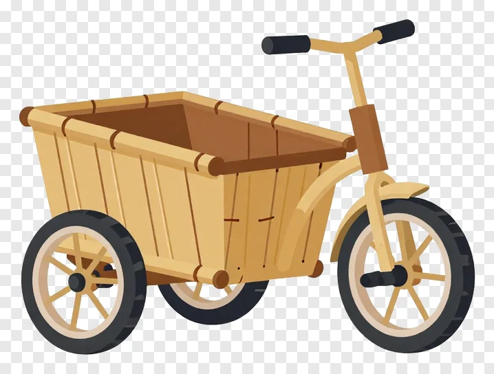 A bamboo tricycle with a cargo basket.