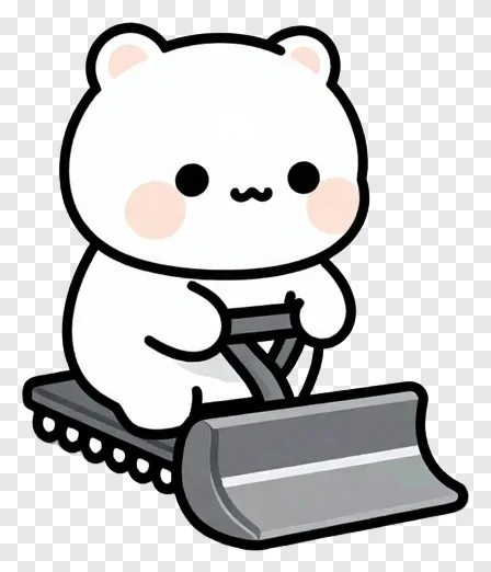 A cartoon bear driving a snowplow.
