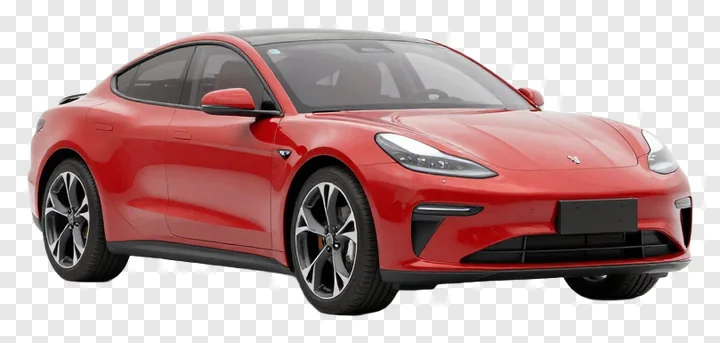 A red car with a white background.