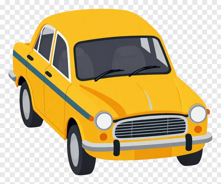 A yellow taxi viewed from the front-left side.