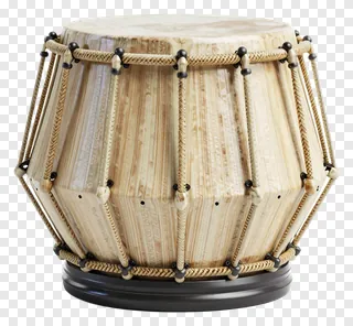 A Bengali tabla drum with rope lacing and light wood finish.