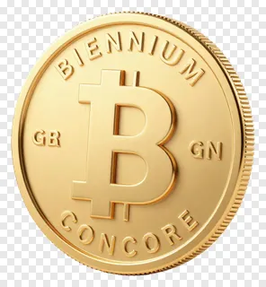 A gold coin with a Bitcoin symbol and engraved text.