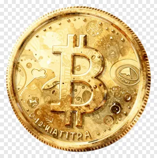 Gold coin displaying the Bitcoin logo with ornamental engravings.