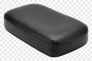 Black leather seat cushion with textured surface.
