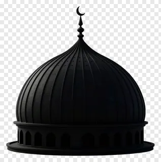 Black mosque dome with crescent finial on top.
