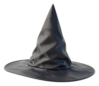 A black witch hat with a wide brim.