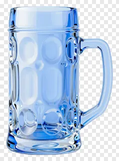 A blue frosted beer mug with bubble texture.