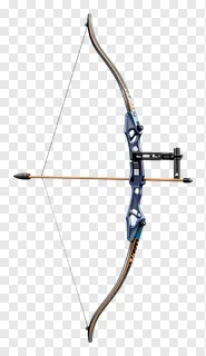 A blue metallic compound bow with an arrow.