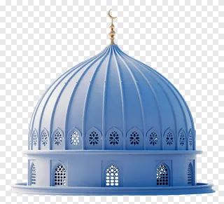 A blue mosque dome with a golden crescent on top.