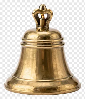 A brass puja bell with a crown handle.