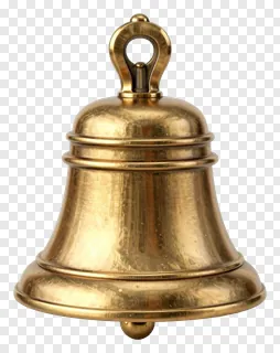 A brass puja bell with a loop handle.