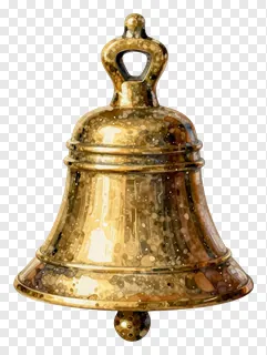 A brass puja bell with a speckled, textured surface.