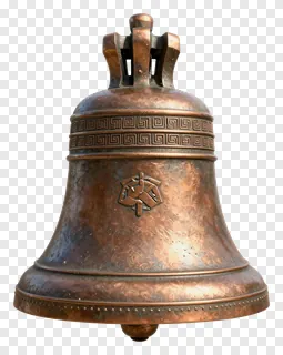 An antique-style bronze bell with decorative engravings.