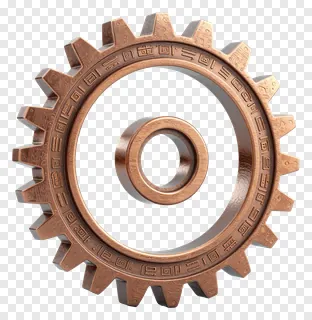 A bronze gear with engraved decorative patterns.
