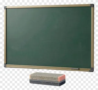 Green chalkboard with an eraser below it.