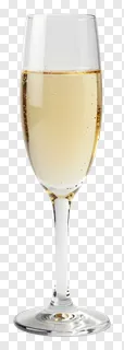 A champagne glass filled with sparkling wine.