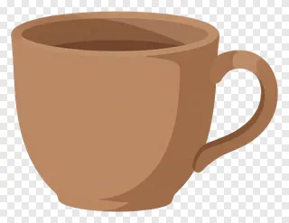 A brown clay mug with a handle.