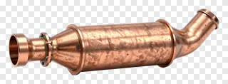 A copper exhaust pipe with flared ends.