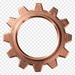 Copper gear with engraved teeth, top view.