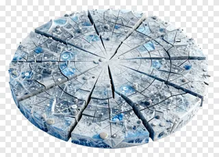A cracked ice surface with blue patterns.