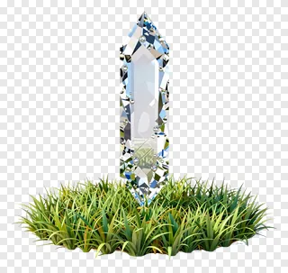 A crystal dewdrop emerging from grass.