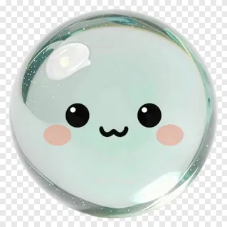 A glass marble with a cute cartoon face.