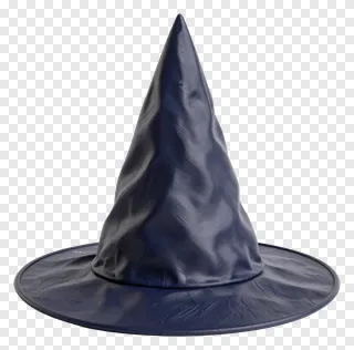 A dark blue witch hat with a wavy texture.
