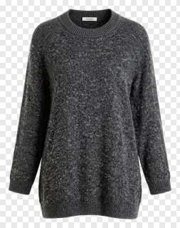 Dark gray knit sweater with speckled texture.