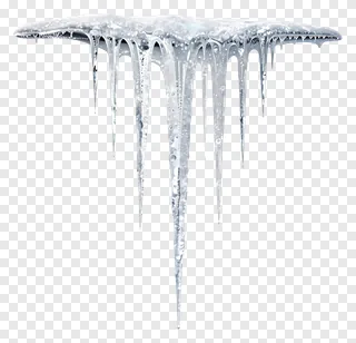 Icicles hanging from a roof edge with water droplets.