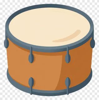 A drum with a beige head and brown shell.