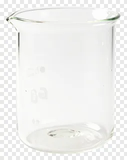 An empty, clean glass beaker with measurement markings.