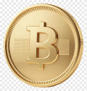 A gold Bitcoin coin with a raised symbol.