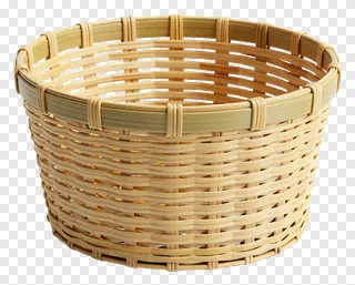 A plain light brown woven bamboo daura basket.
