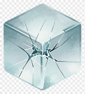 A cracked frosted glass cube.