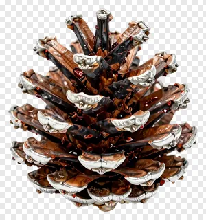 Glass pinecone with marbled brown and silver details.