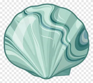 A glass-like seashell with marbled green and blue swirls.