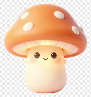 A glowing mushroom with eyes and a smile.