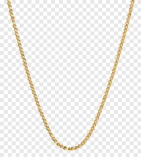 A straight gold chain necklace.