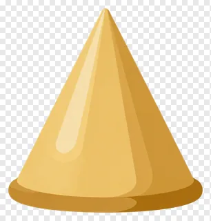 A golden 3D pyramid with a rounded base.