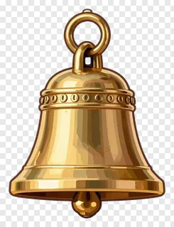 A golden brass puja bell with a loop handle.