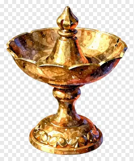 Golden kalash with watercolor texture.