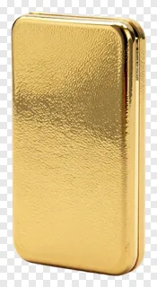 A gold-colored rectangular box with textured surface.