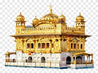 Watercolor drawing of the Golden Temple with gold accents.