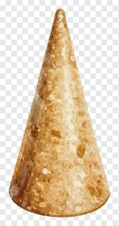 A golden cone with textured surface.