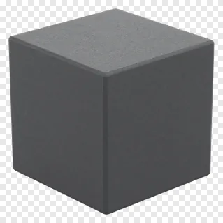 Gray textured cube rendered in 3D.