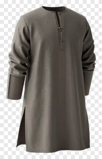 Gray textured tunic with button placket.