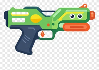 Cartoonish green and orange water gun toy.
